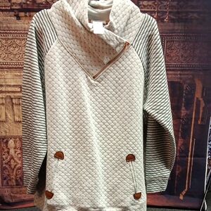 Maurices White Quilted Cowl Neck Sweater